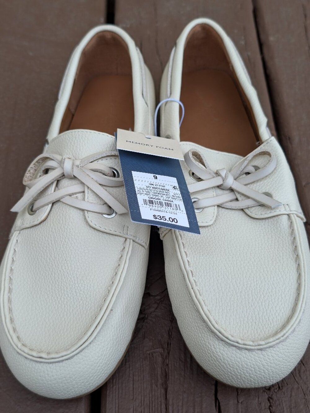 Women's Midge Boat Shoe Flats Memory Foam Insole Universal Thread Off-White 9